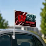 Wisconsin Badgers House Flag Custom Diagonal Stripes Red Best Selling