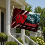 Wisconsin Badgers House Flag Custom Diagonal Stripes Red Best Selling