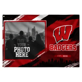 Wisconsin Badgers House Flag Customized Framed Photo Red Black Best Selling