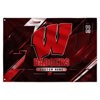 Wisconsin Badgers House Flag Customized Speed Slashes Red Best Selling