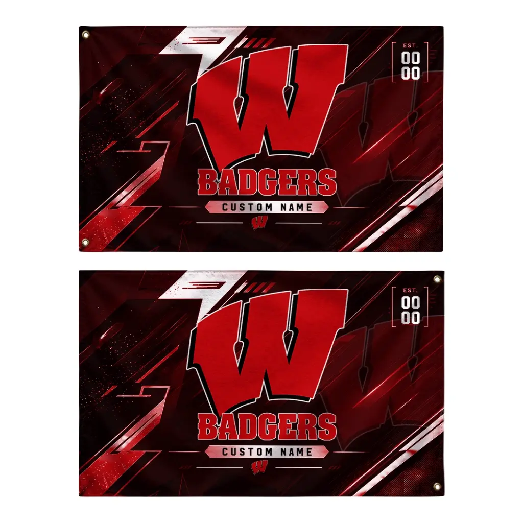Wisconsin Badgers House Flag Customized Speed Slashes Red Fashion Forward Wisconsin Badgers House Flag Customized Speed Slashes Red Fashion Forward