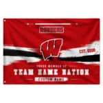 Wisconsin Badgers House Flag Personalized Brushed Streaks Red Best Selling