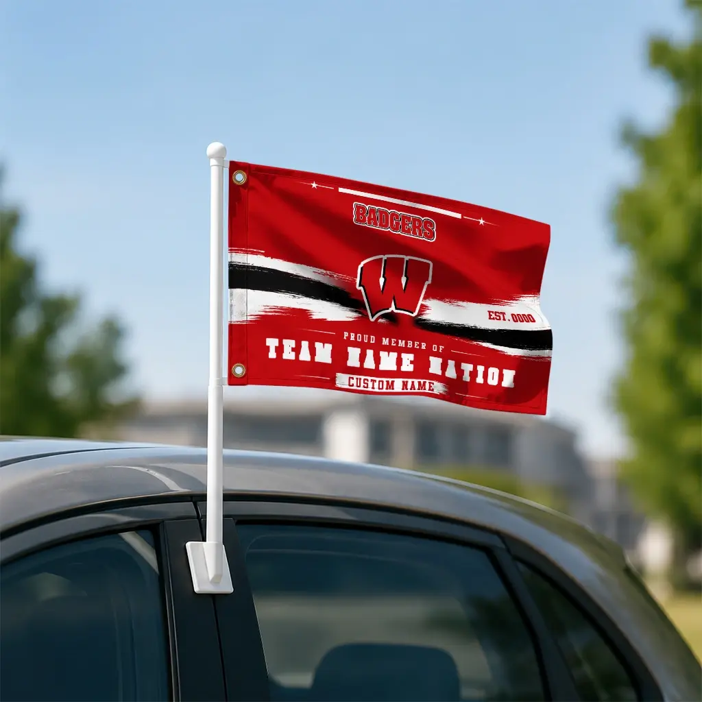 Wisconsin Badgers House Flag Personalized Brushed Streaks Red Latest Model Wisconsin Badgers House Flag Personalized Brushed Streaks Red Latest Model