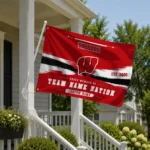 Wisconsin Badgers House Flag Personalized Brushed Streaks Red Best Selling