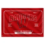 Wisconsin Badgers House Flag Personalized Ornate Border Red Best Selling