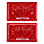 Wisconsin Badgers House Flag Personalized Ornate Border Red Best Selling