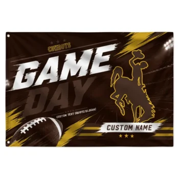 Wyoming Cowboys House Flag Custom Action Streaks Brown Best Selling
