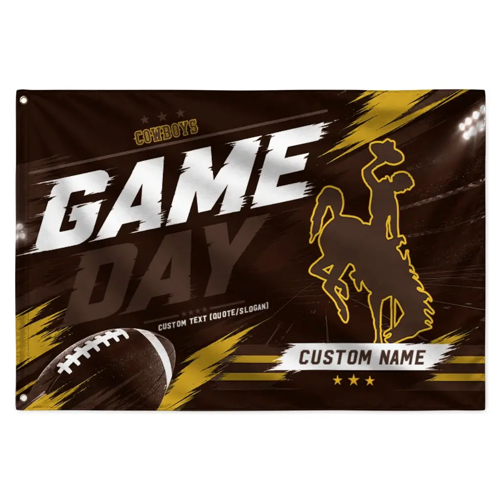 Wyoming Cowboys House Flag Custom Action Streaks Brown Best Selling Wyoming Cowboys House Flag Custom Action Streaks Brown Best Selling