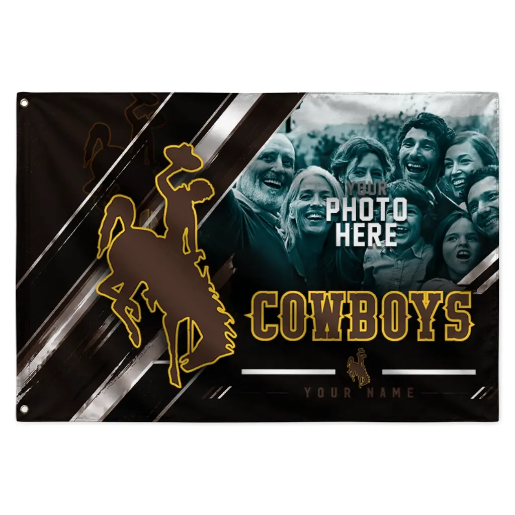 Wyoming Cowboys House Flag Custom Diagonal Stripes Brown Best Selling Wyoming Cowboys House Flag Custom Diagonal Stripes Brown Best Selling