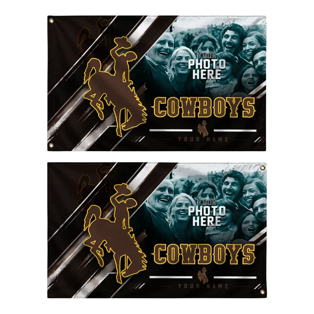 Wyoming Cowboys House Flag Custom Diagonal Stripes Brown Fashion Forward Wyoming Cowboys House Flag Custom Diagonal Stripes Brown Fashion Forward