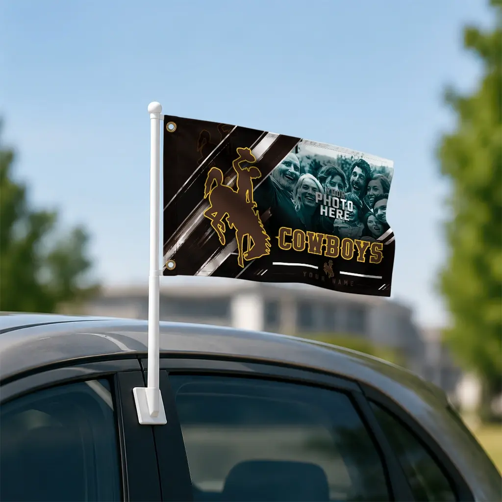 Wyoming Cowboys House Flag Custom Diagonal Stripes Brown Latest Model Wyoming Cowboys House Flag Custom Diagonal Stripes Brown Latest Model