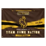 Wyoming Cowboys House Flag Personalized Brushed Streaks Brown Best Selling