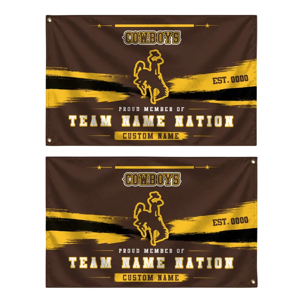 Wyoming Cowboys House Flag Personalized Brushed Streaks Brown Fashion Forward Wyoming Cowboys House Flag Personalized Brushed Streaks Brown Fashion Forward