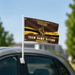 Wyoming Cowboys House Flag Personalized Brushed Streaks Brown Best Selling