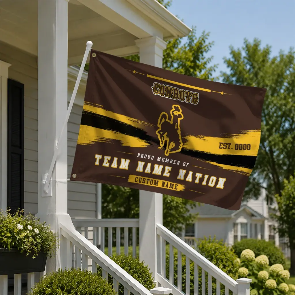 Wyoming Cowboys House Flag Personalized Brushed Streaks Brown New Arrival Wyoming Cowboys House Flag Personalized Brushed Streaks Brown New Arrival