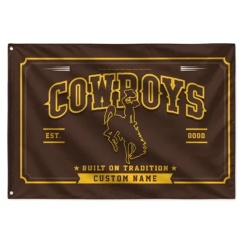 Wyoming Cowboys House Flag Personalized Ornate Border Brown Best Selling