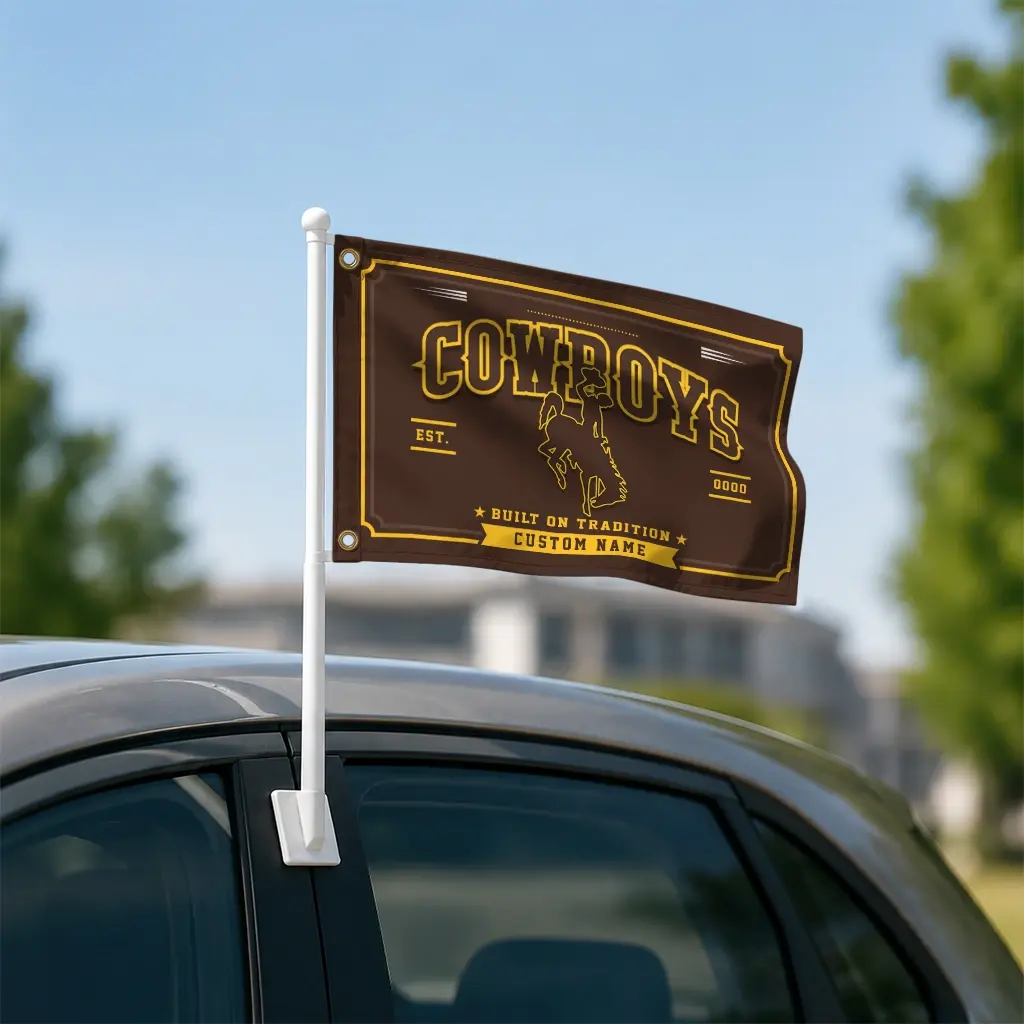 Wyoming Cowboys House Flag Personalized Ornate Border Brown Latest Model Wyoming Cowboys House Flag Personalized Ornate Border Brown Latest Model